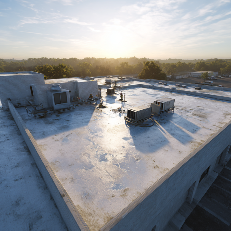 Flat roof commercial maintenance in Texas