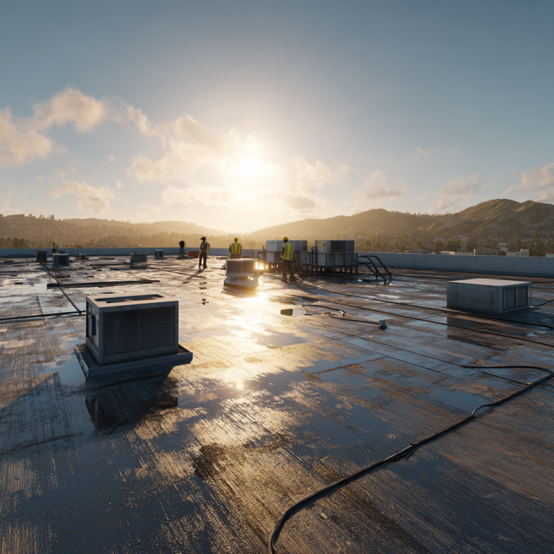 Flat roof commercial maintenance in Texas